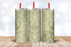 Muted Green and Gold Damask Tumbler Wrap, 20oz Skinny Tumble Product Image 3