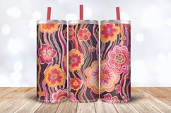 Boho Floral Red Pink Orange Line Tumbler Wrap, 20oz Skinny T Product Image 3