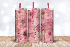 Pink Mixed Media Flowers Tumbler Wrap, 20oz Skinny Tumbler W Product Image 3