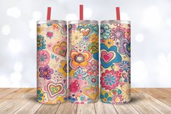 Groovy Floral Sweet Hearts Tumbler Wrap, 20oz Skinny Tumbler Product Image 3