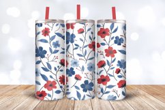 Red Blue &amp; White Cute Flowers Tumbler Wrap, 20oz Skinny Tumb Product Image 3