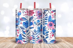 Watercolor Magenta Blue Floral Tumbler Wrap, 20oz Skinny Tum Product Image 3