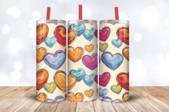 Colorful Love Hearts Tumbler Wrap, 20oz Skinny Tumbler Wraps Product Image 3
