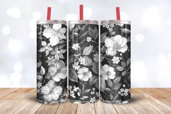 Black &amp; White Floral Tumbler Wrap, 20oz Skinny Tumbler Wrap Product Image 3