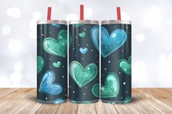 Blue Green Dreamy Heart Tumbler Wrap, 20oz Skinny Tumbler Wr Product Image 3