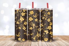 Brown &amp; Yellow Floral Tumbler Wrap, 20oz Skinny Tumbler Wrap Product Image 3