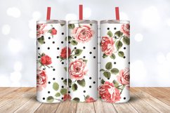 Polka Dots &amp; Rose Flowers Tumbler Wrap, 20oz Skinny Tumbler Product Image 3