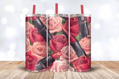 Lipsticks &amp; Roses Tumbler Wrap, 20oz Skinny Tumbler Wrap Product Image 3