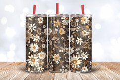 Brown Boho Floral Tumbler Wrap, 20oz Skinny Tumbler Wraps Product Image 3