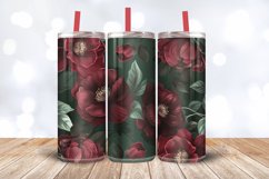 Emerald Burgundy Maroon Flowers Tumbler Wrap, 20oz Skinny Tu Product Image 3