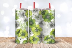 Green &amp; Grey Flowers Tumbler Wrap, 20oz Skinny Tumbler Wrap Product Image 3