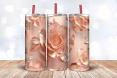 Rose Gold 3D Flowers Tumbler Wrap, 20oz Skinny Tumbler Wraps Product Image 3