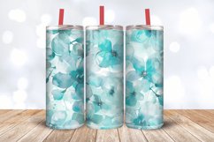 Turquoise Watercolor Flower Tumbler Wrap, 20oz Skinny Tumble Product Image 3