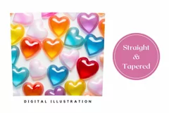 3d Glass Hearts Tumbler Design, Valentine's Day Tumbler Wrap Product Image 3