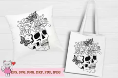 Skull Flower Butterfly Svg, Sugar Skull Svg Product Image 3