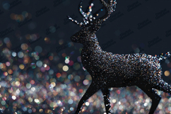 Sparkling Glitter Reindeer Silhouette Bokeh Christmas Art Product Image 1