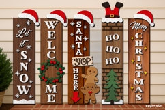 Christmas Porch Sign Laser Cut Bundle | Vertical Sign | SVG Product Image 1