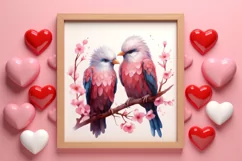 Valentine Kissing Birds Clipart, Valentine Couplet Product Image 3