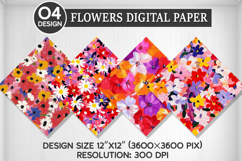 Flowers Seamless Digital Paper, Flowers Background Product Image 1