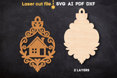 Christmas Ornament House SVG laser cut file for Glowforge Product Image 3