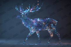 Blue Glitter Reindeer Silhouette Magical Winter Artwork Product Image 1