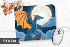 Moonlit Blue Dragon with Orange Wings Mouse Pad PNG Design Product Image 1