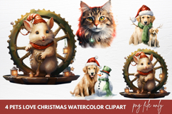 Pets Love Christmas Watercolor Clipart Product Image 1
