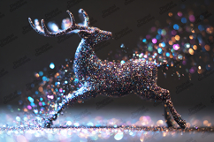 Running Glitter Reindeer Sparkling Christmas Artwork Product Image 1