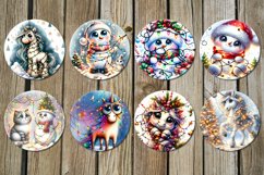 Christmas snowman &amp; unicorn | Car coaster &amp; key chain design Product Image 3