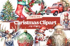 Watercolor Christmas Clipart, Santa Png Product Image 1