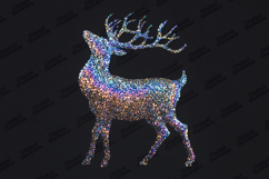Holographic Glitter Reindeer Silhouette Christmas Art Product Image 1