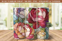 Stained Glass Peony Flower Tumbler Wrap | 20 oz tumbler Product Image 1