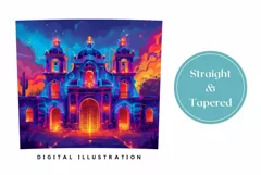 Mexican Tumbler Wrap Design, Neon Castle Tumbler Design Product Image 3
