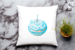 Blue Snowflake Donut Clipart Sublimation PNG Product Image 3