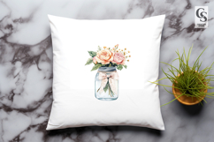 Mason Jar Rose Bouquet Clipart Sublimation PNG Product Image 3