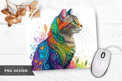 Colorful Abstract Rainbow Cat Mouse Pad PNG Design Product Image 1