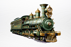 Vintage Green Christmas Clipart PNG Product Image 3