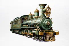 Vintage Green Christmas Clipart PNG Product Image 3