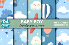 Baby Boy Pattern Digital Paper Background PNG Product Image 1
