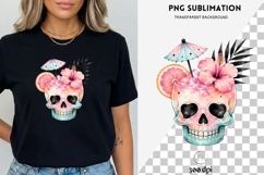 Tropical Goth Skull Cocktail PNG, Summerween Hibiscus Skull Product Image 3