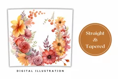Watercolor Flowers Tumbler Wrap, Flowers Wreath Sublimation Product Image 3
