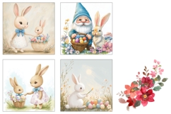 Easter Bunny Square Coasters, Easter Gnome Sublimation Product Image 3
