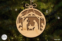 Christmas Nativity Ornament Laser Cut | Glowforge | SVG Product Image 1