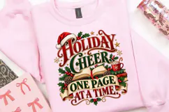 Holiday Cheer One Page at a Time Christmas Book Lover Design Product Image 2
