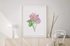 Watercolor Lotus Flower Wall Art Print Product Image 3