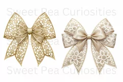 Bows, Gold, Cream, Ephemera, PNG, Flower, Clipart Product Image 3