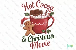 Retro Hot Cocoa & Christmas Movie Sublimation PNG Product Image 1