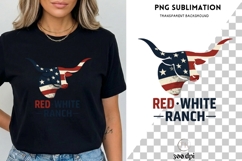 Red White Ranch PNG Sublimation | Patriotic Western Cow Skul Product Image 3