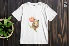 Watercolor Frog With Tulip Clipart Sublimation PNG Product Image 2