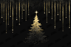 Golden Sparkle Christmas Tree with Falling Star Lights Art Product Image 1
